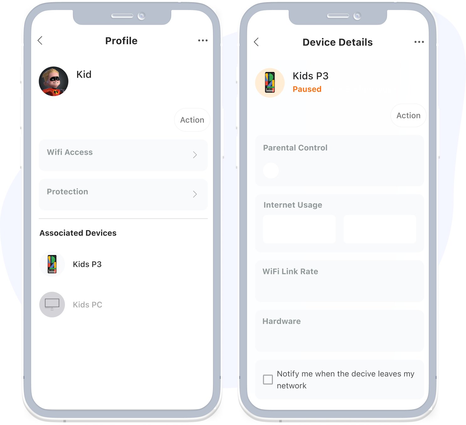 <b>A Good Steward in Assisting Children's Internet Usage Habits</b><br><br>By creating profiles, Sue can set the rules of Internet access and restricted websites for her kids’ devices in just a few steps. She can even remotely pause the connectivity when necessary.